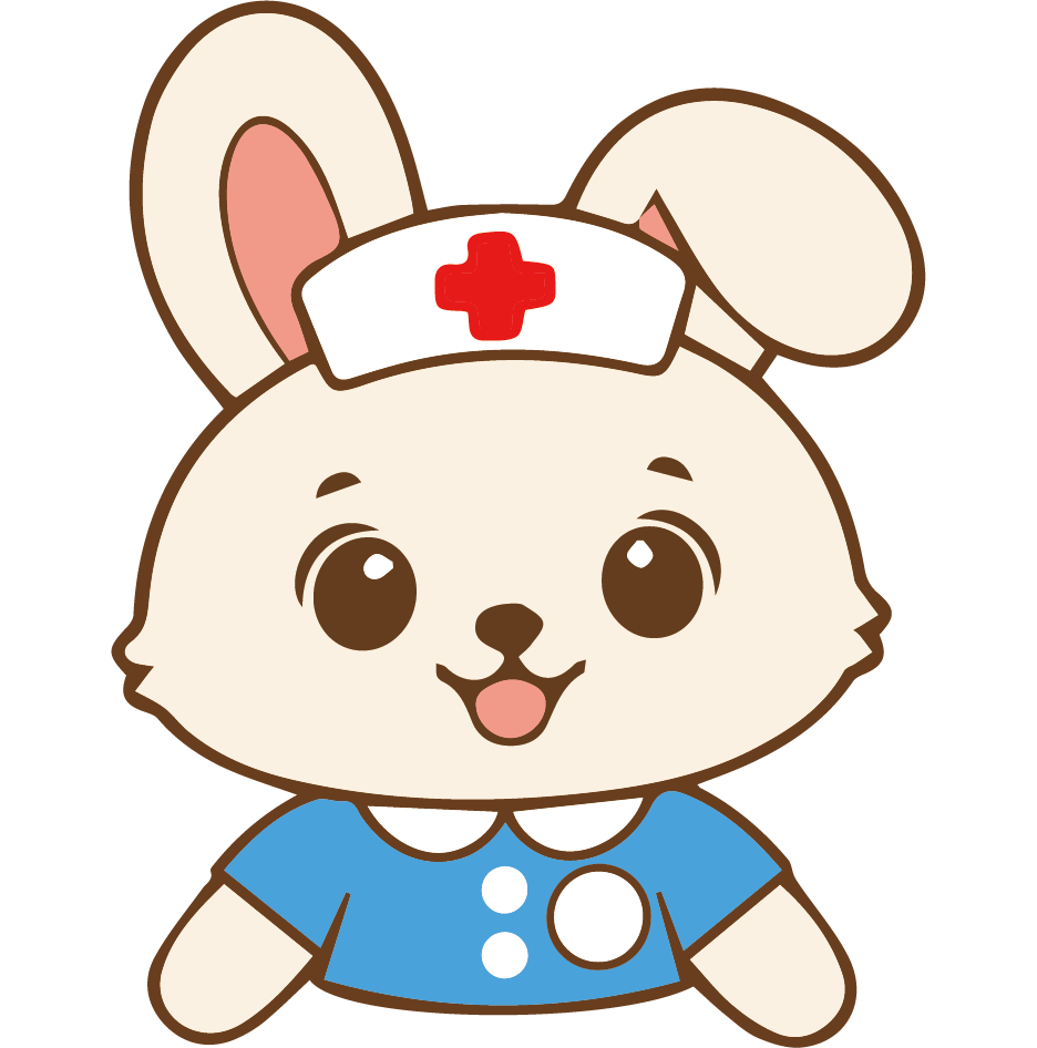 護理科吉祥物：戴著護士帽的小兔子